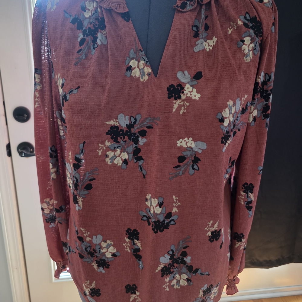 MELLODAY Striped Floral Top Xl